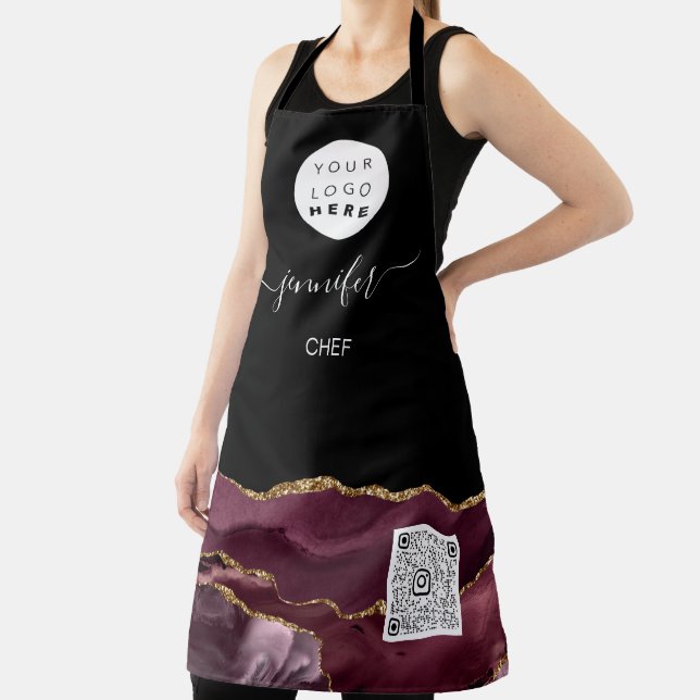 Logo Restaurant Bakery Catering Cake QR Code Apron (Insitu)