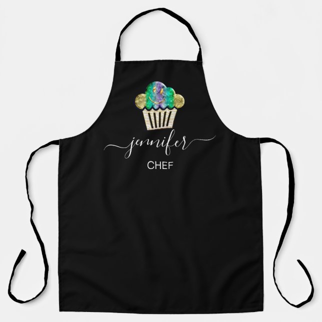 Logo Restaurant Bakery Catering Cakes Blue  Apron (Front)