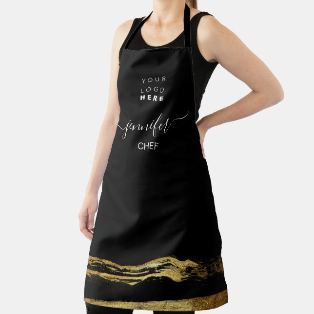 Logo Restaurant Bakery Catering Cakes Gold Black Apron (Insitu)