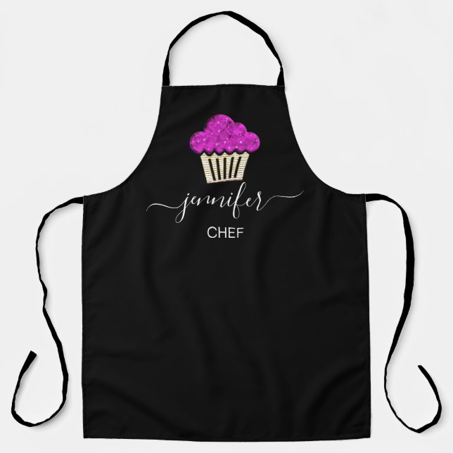 Logo Restaurant Bakery Catering Cakes Gold Pink Apron (Front)