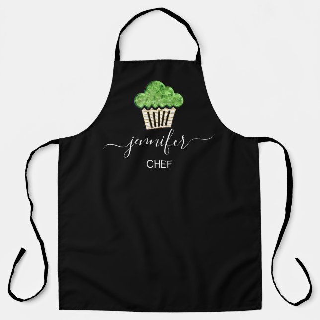 Logo Restaurant Bakery Catering Cakes Green Apron (Front)