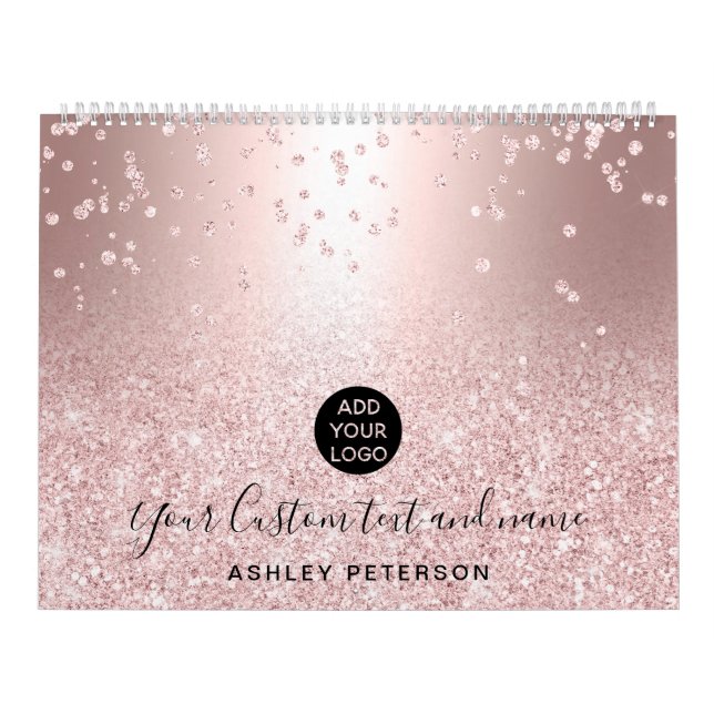 Logo rose gold confetti metallic ombre sparkles calendar (Cover)