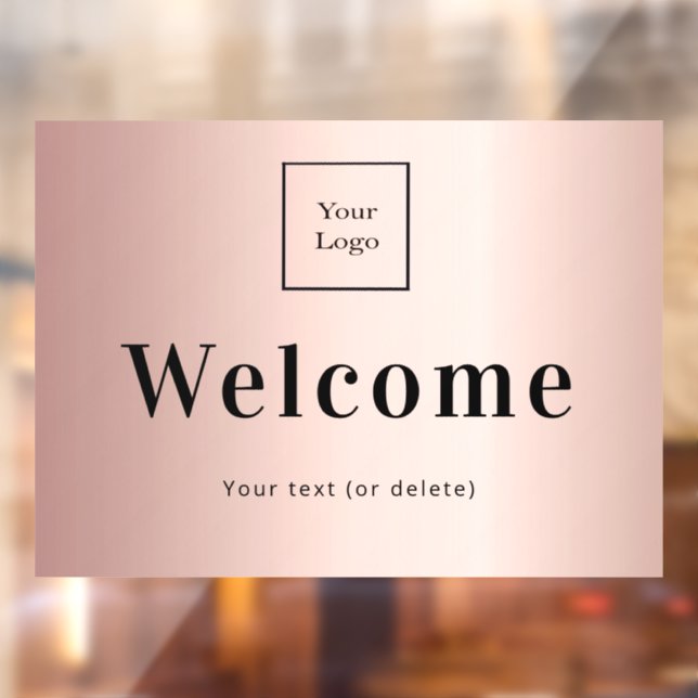 Logo rose gold metallic business welcome window cling (Sheet 2)