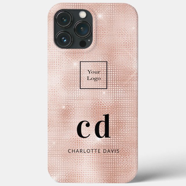 Logo rose gold monogram initials business Case-Mate iPhone case (Back)