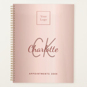 Logo rose gold monogram metal 2022 business  planner