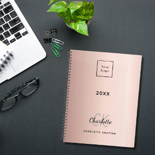 Logo rose gold monogram metal business 2025 planner