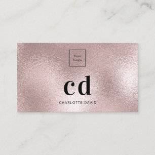 Logo rose gold monogram minimalist business card