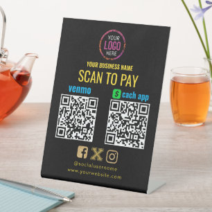 Logo Scan to Pay CashApp Venmo QR Code Pedestal Si Sign