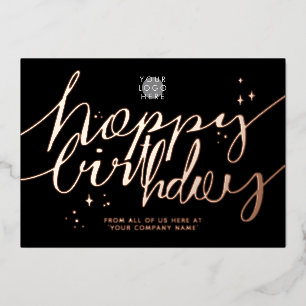 Logo Script Business Birthday Rose Gold Card