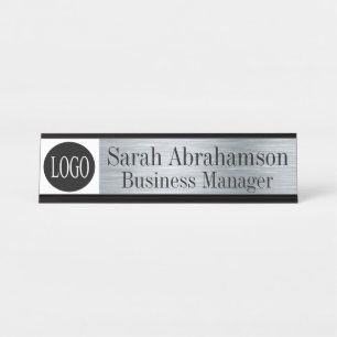 Logo Silver Corporate Business Office Desk Sign