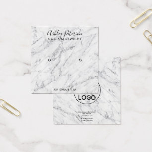 Logo silver glitter marble stud earring display