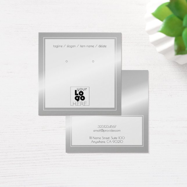 Logo Silver Ice Faux Metallic Earring Display Card (Desk)