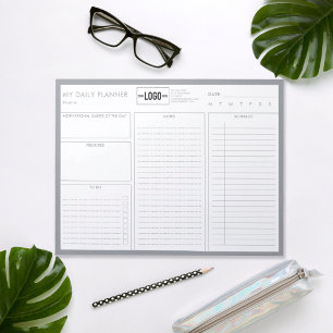 Logo Simple Basic Grey Undated Daily Planner Notepad