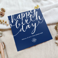 Logo Simple Blue White Script Corporate Birthday