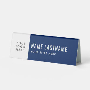 Logo Simple Navy Blue White Name Title One Side
