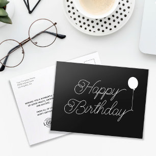 Logo Simple Script Black Business Happy Birthday Postcard