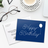 Logo Simple Script Navy Blue Business Birthday
