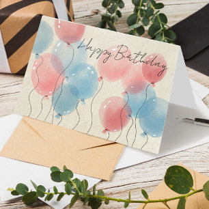 Logo Simple Watercolor Balloons Business Birthday Card