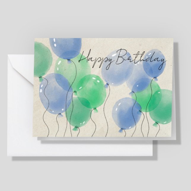 Logo Simple Watercolor Balloons Business Birthday Card (Creator Uploaded)