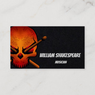 Logo Skull Head drumstick MUSICIAN Business Card