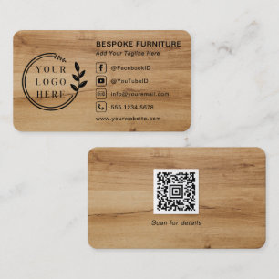 Logo Social Media QR Code Carpentry Wood Modern Business Card