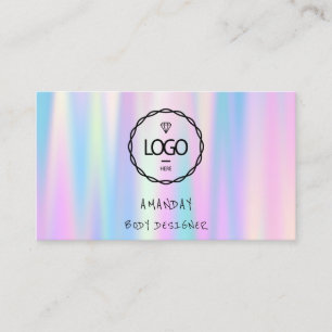 Logo Social Media QR Code Gold Holograph Blue Business Card