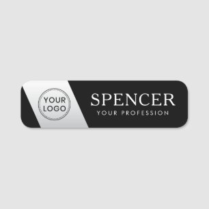 Logo staff employee light gray gradient black name tag