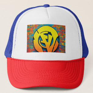 "Logo 'SW' en Comic Sans MS con Fondo Estilo Grafi Trucker Hat