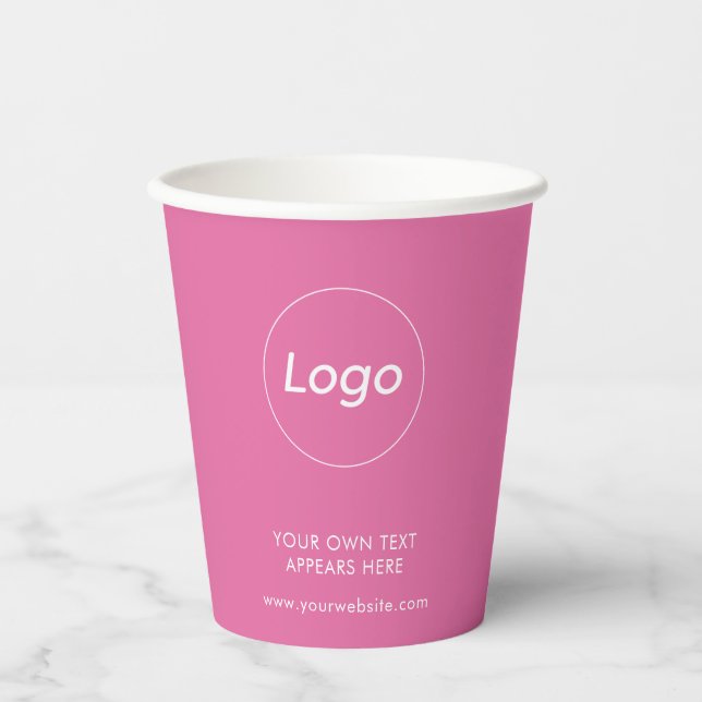 Logo Takeaway Coffee Business Pink Paper Cups (Front)