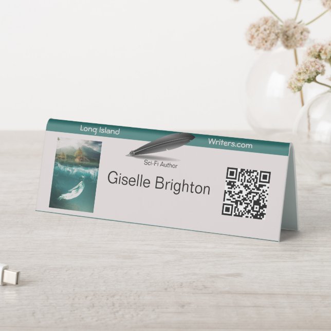 Logo Taupe Teal Author's Promotional Material  (In SItu (Table))