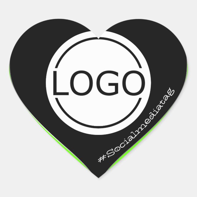 Logo Template Black Bright Green Custom Packaging  Heart Sticker (Front)