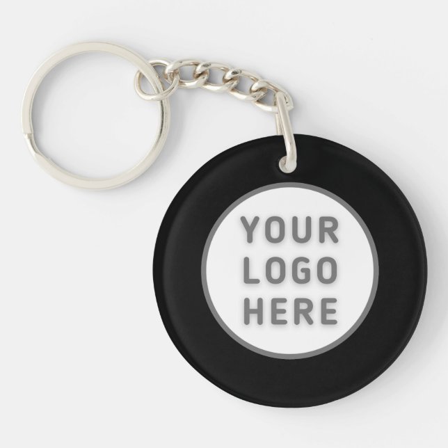 Logo Template Business Promo Simple Black Acrylic Key Ring (Front)