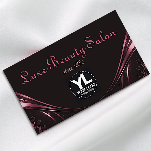 Logo Template Chic Luxury Flourish Girly Pink  Business Card (Creator Uploaded)
