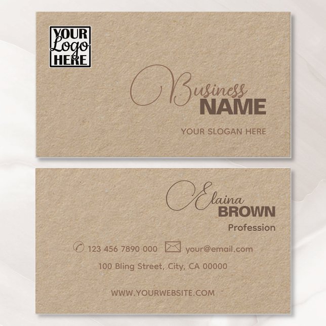 Logo Template Elegant Modern Classic Simple Brown Business Card (Creator Uploaded)