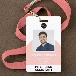 Logo Template Employee Photo Name ID Blush Pink ID Badge