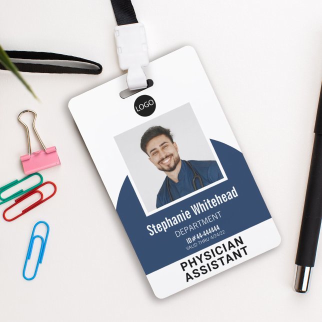 Logo Template Employee Photo Name ID Navy Blue ID Badge (Your photo ID employee badge is not just an identification tool, but a powerful communication medium)