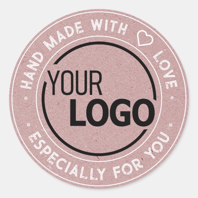 Logo Template Especially For You Pink Kraft Paper Classic Round Sticker (Front)