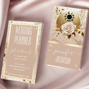 Logo Template Glam Floral Wreath Rose Flower Gold Business Card