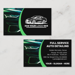 Logo Template Green Car Service Auto Detailing  Business Card