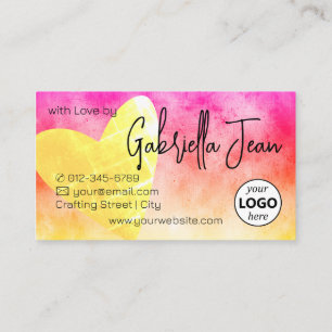 Logo Template Handmade Crafts Rainbow Distressed Business Card