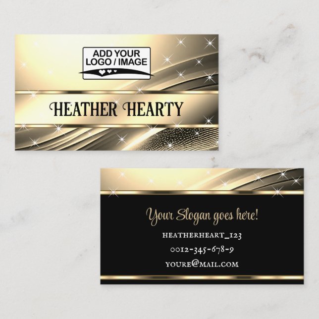 Logo Template Luxury Chic Deluxe Liquid Light Gold Business Card (Front/Back)