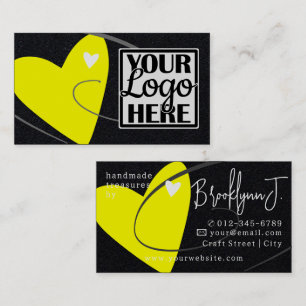 Logo Template Neon Yellow Love Heart for Crafters Business Card