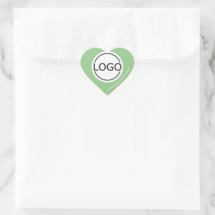 Logo Template Pastel Mint Yellow Custom Packaging Heart Sticker