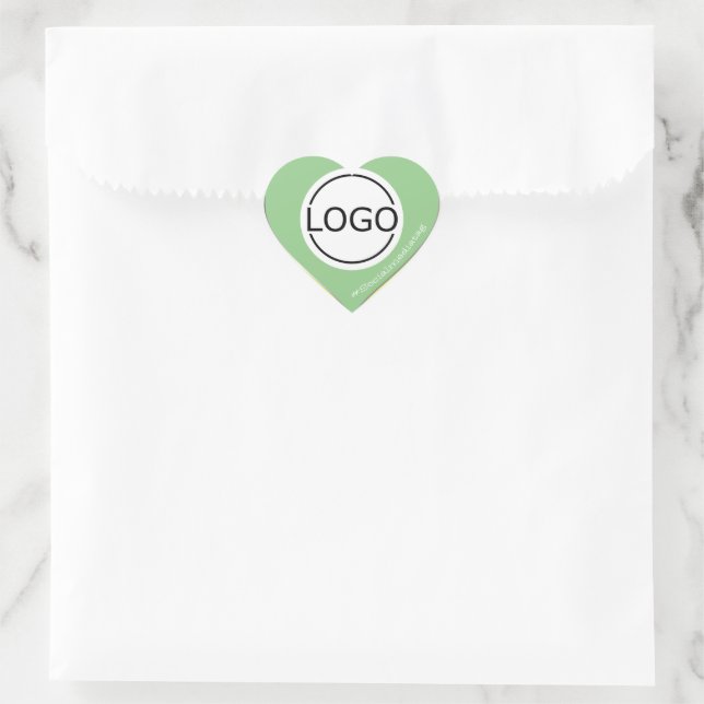 Logo Template Pastel Mint Yellow Custom Packaging Heart Sticker (Bag)