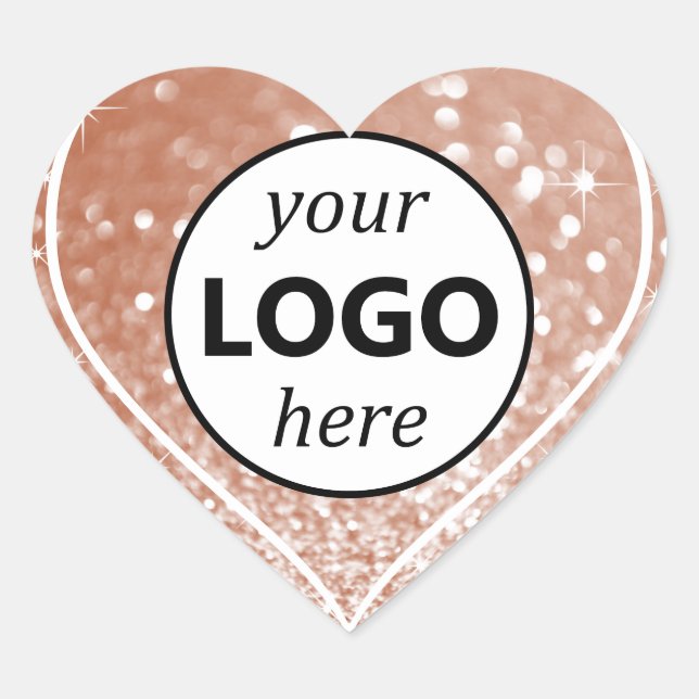 Logo Template Rose Gold Pink Glitter Sparkle Stars Heart Sticker (Front)