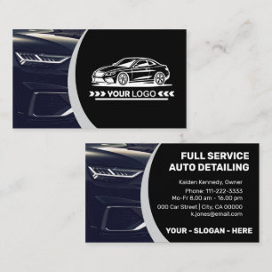 Logo Template Silver Car Service Auto Detailing  Business Card