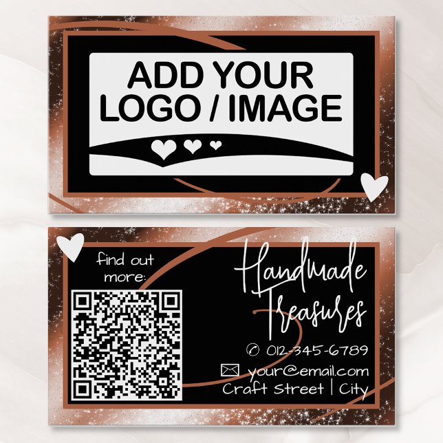 Logo Template Stylish Cool Copper Frame Cute Heart Business Card (Creator Uploaded)