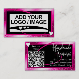 Logo Template Stylish Cool Girly Pink Frame Heart  Business Card
