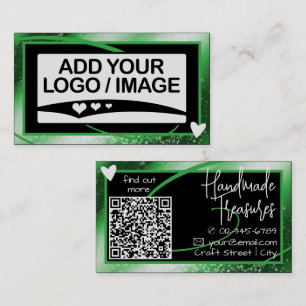 Logo Template Stylish Cool Green Frame Cute Heart Business Card