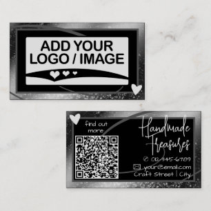 Logo Template Stylish Cool Silver Frame Cute Heart Business Card